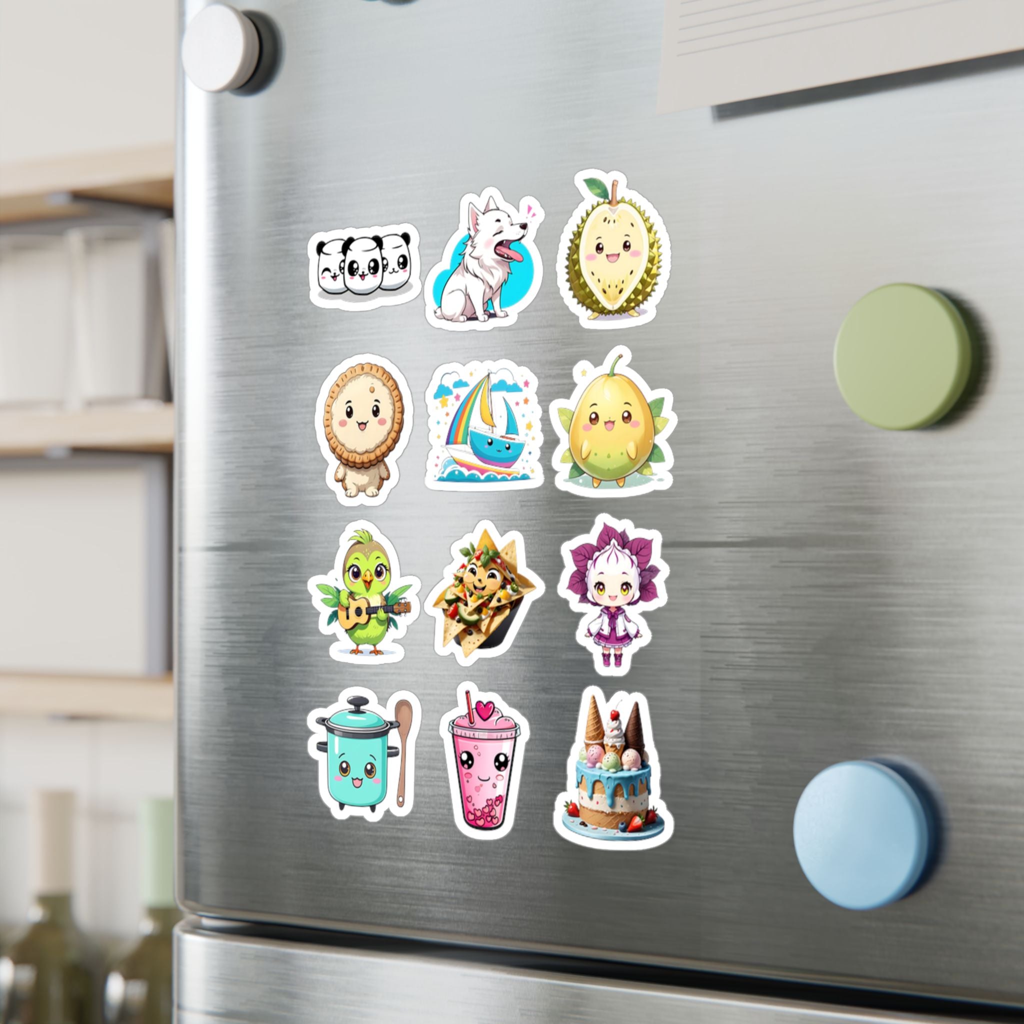 Kawaii Stickers Sheet 114 — 12 Kiss-Cut Vinyl Decals