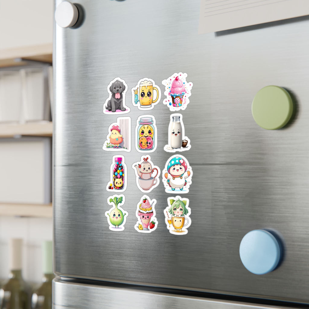 Kawaii Stickers Sheet 246 — 12 Kiss-Cut Vinyl Decals
