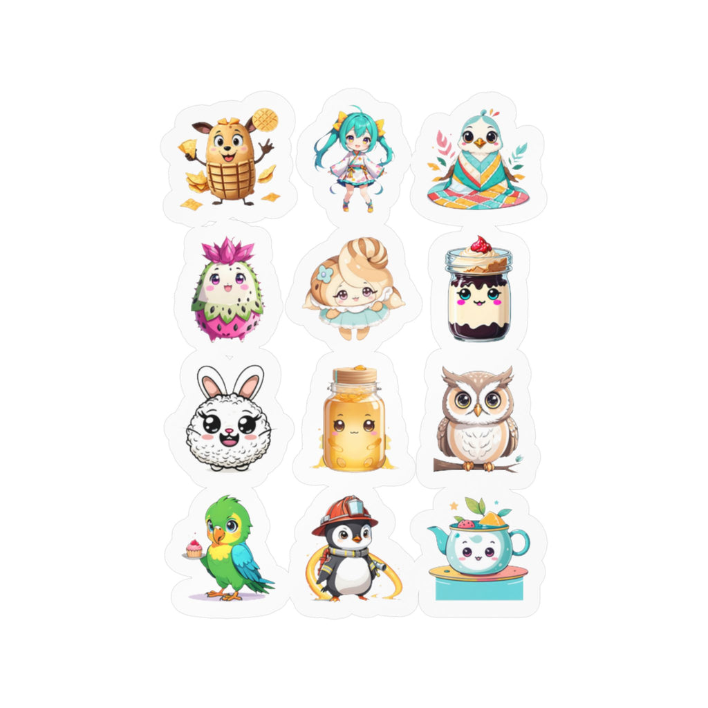 Kawaii Stickers Sheet 216 — 12 Kiss-Cut Vinyl Decals