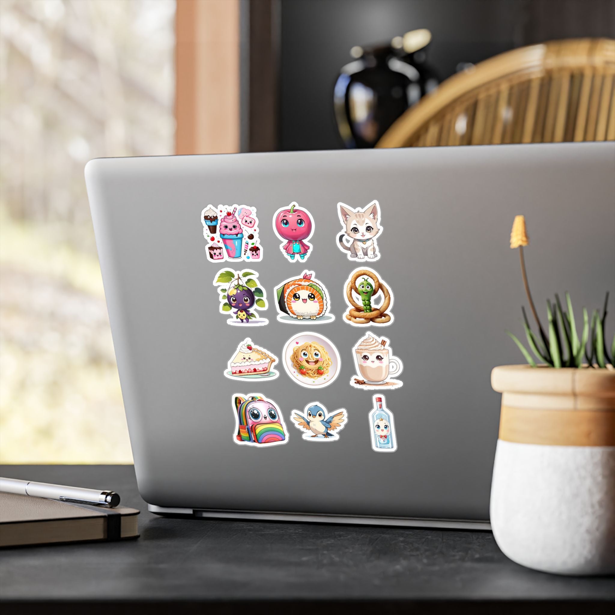 Kawaii Stickers Sheet 75 — 12 Kiss-Cut Vinyl Decals