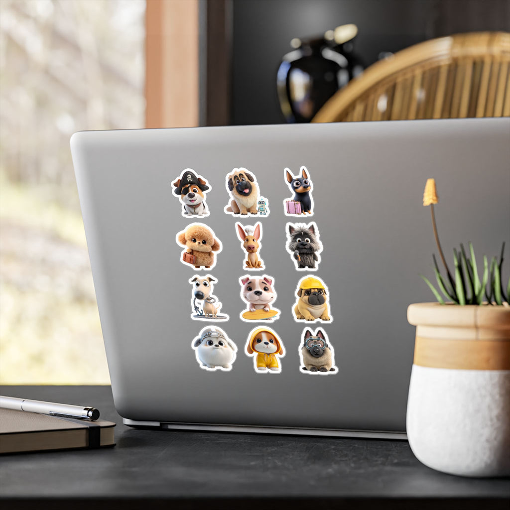 Kawaii Dogs Sheet 05 — 12 Kiss-Cut Vinyl Decals