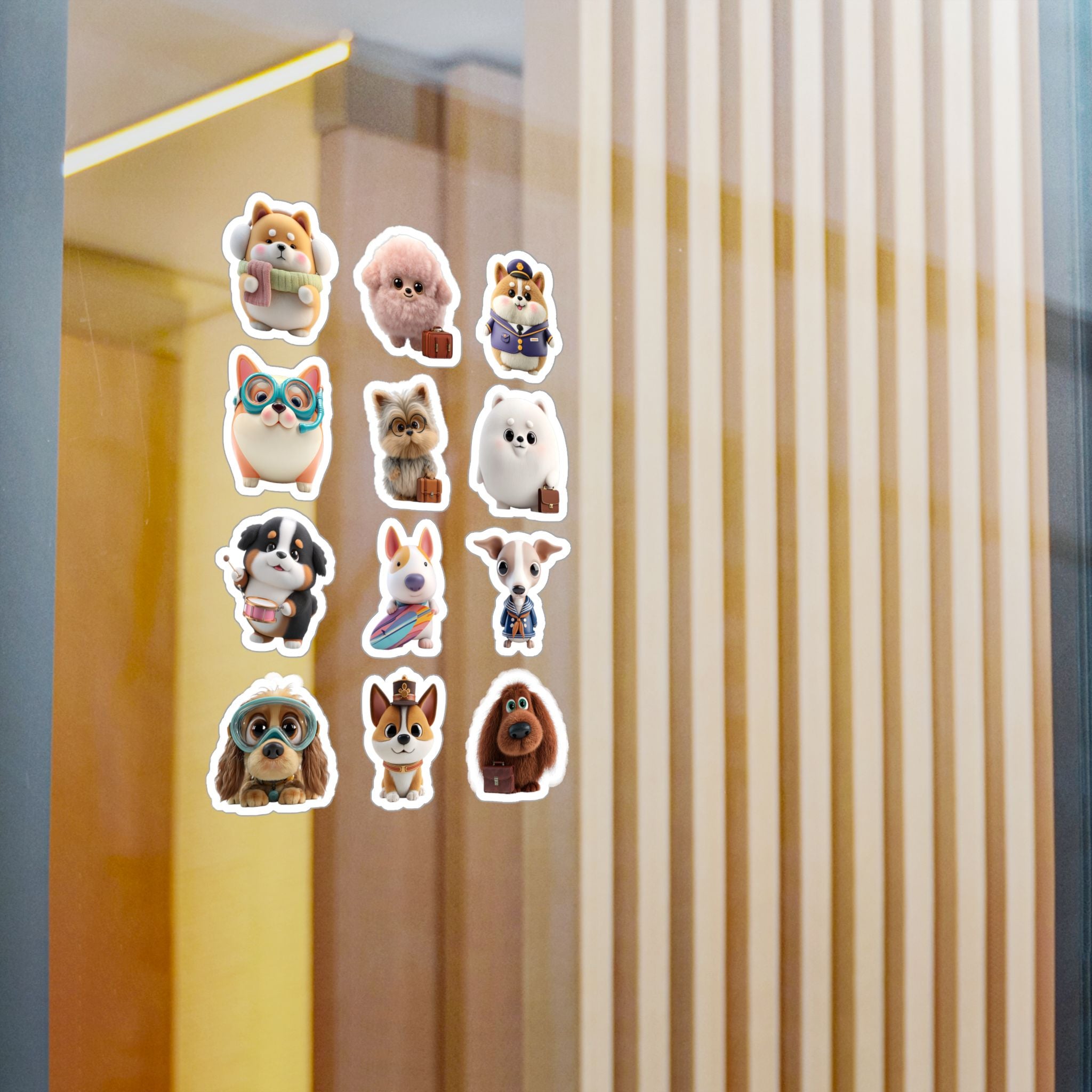 Kawaii Dogs Sheet 16 — 12 Kiss-Cut Vinyl Decals