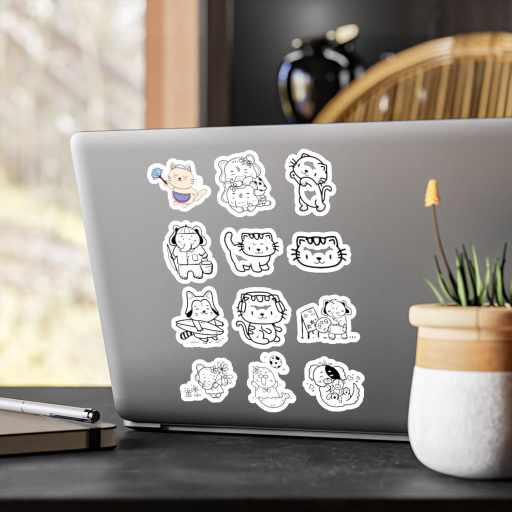 Kawaii Classics Sheet 01 — 12 Kiss-Cut Vinyl Decals
