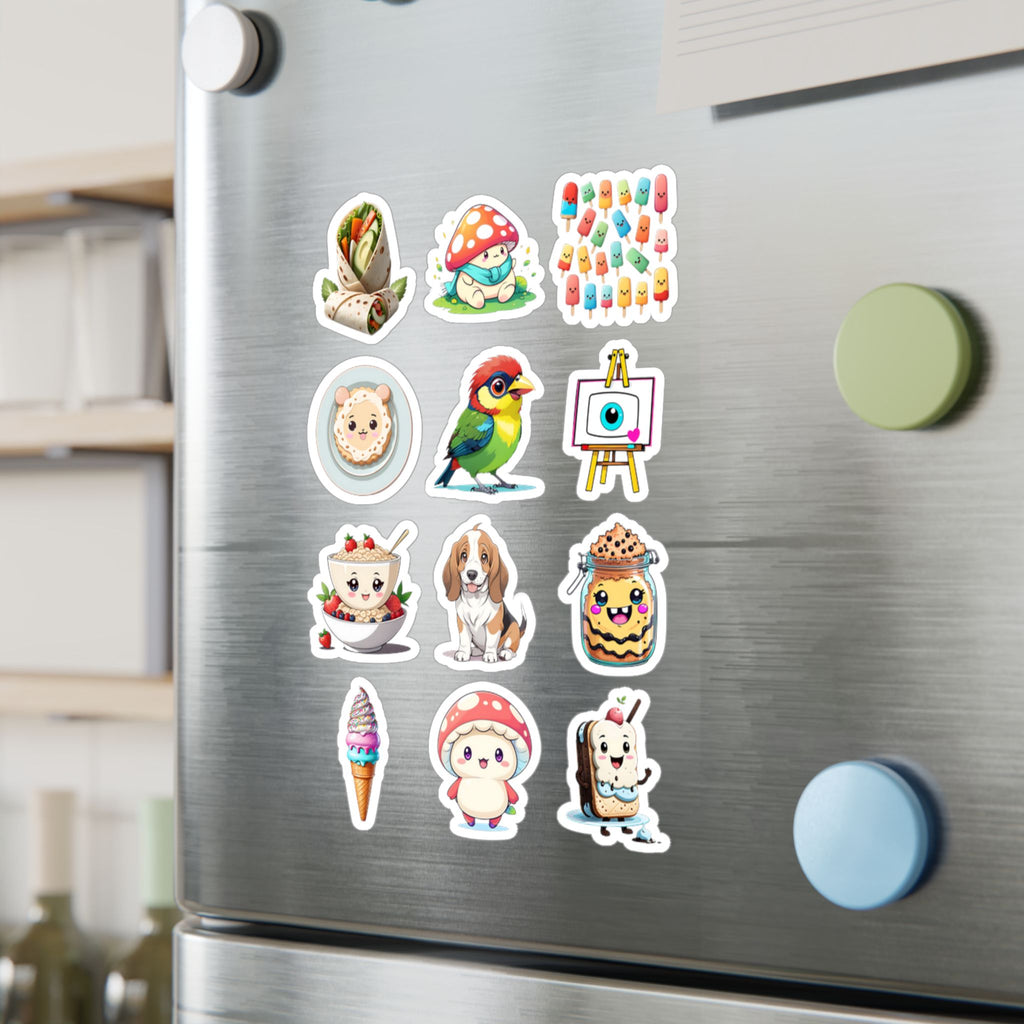Kawaii Stickers Sheet 250 — 12 Kiss-Cut Vinyl Decals