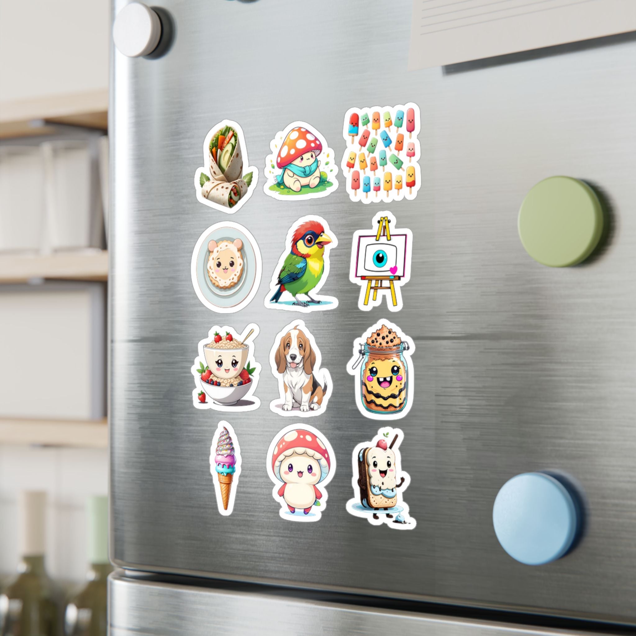 Kawaii Stickers Sheet 250 — 12 Kiss-Cut Vinyl Decals