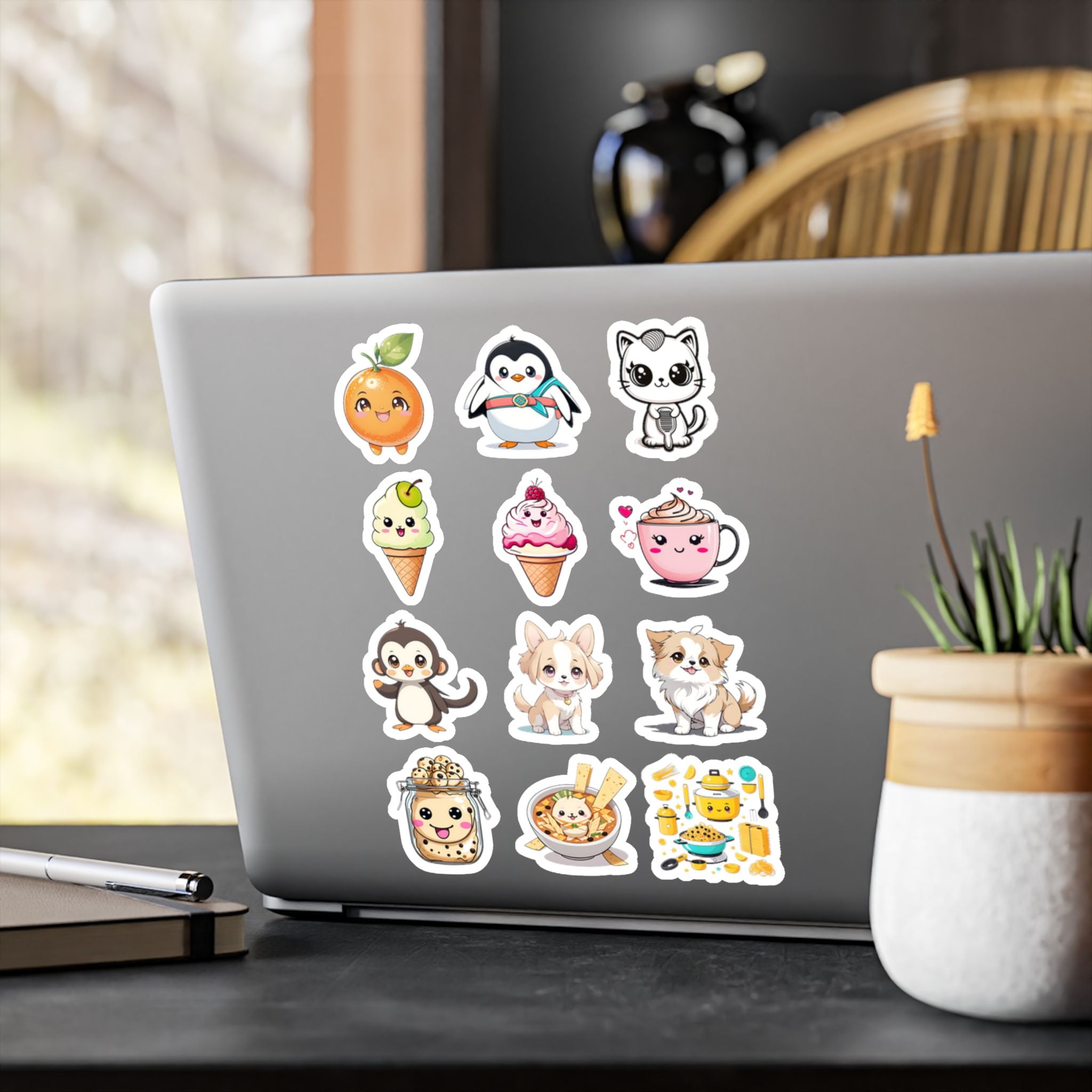Kawaii Stickers Sheet 32 — 12 Kiss-Cut Vinyl Decals