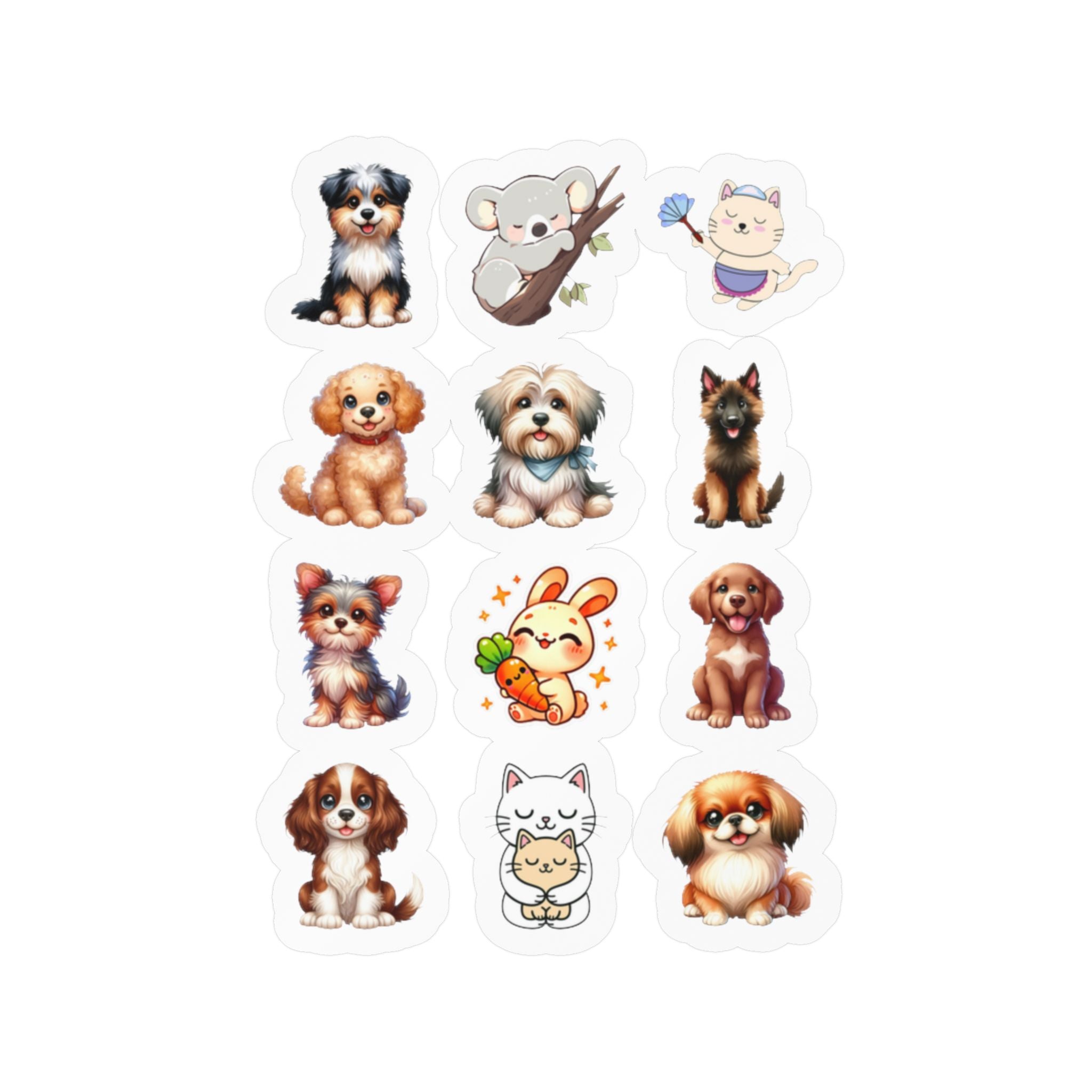 Cute Kawaii Sheet 27 — 12 Kiss-Cut Vinyl Decals