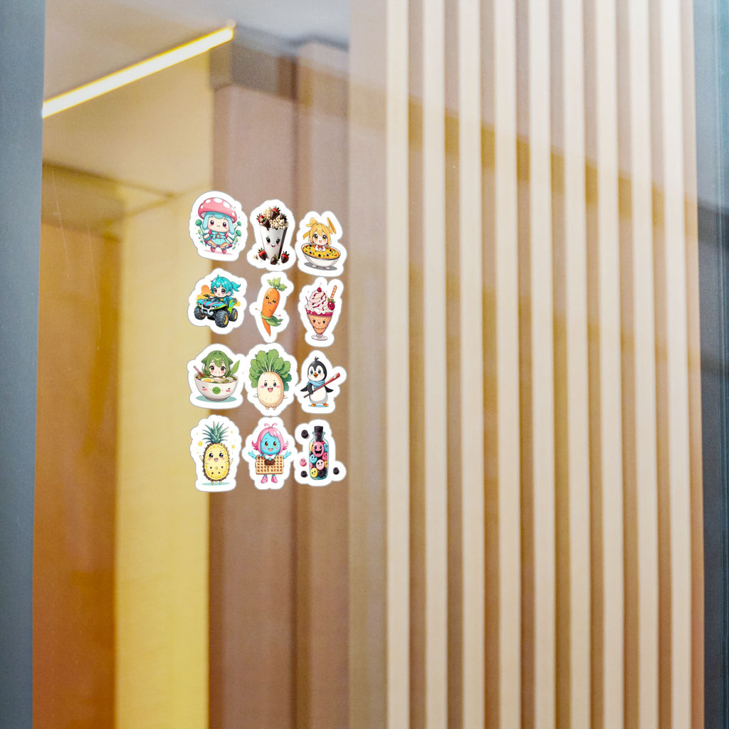 Kawaii Stickers Sheet 38 — 12 Kiss-Cut Vinyl Decals