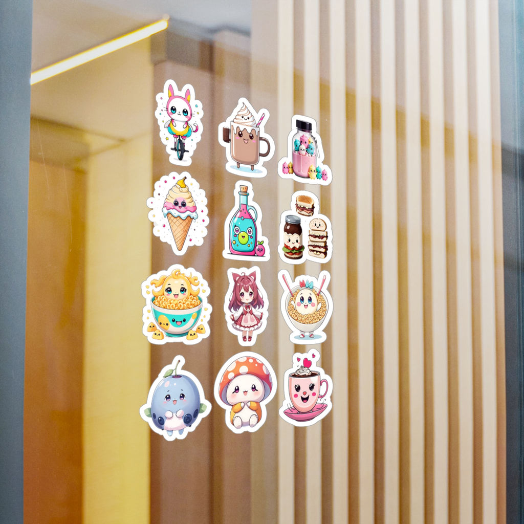 Kawaii Stickers Sheet 222 — 12 Kiss-Cut Vinyl Decals