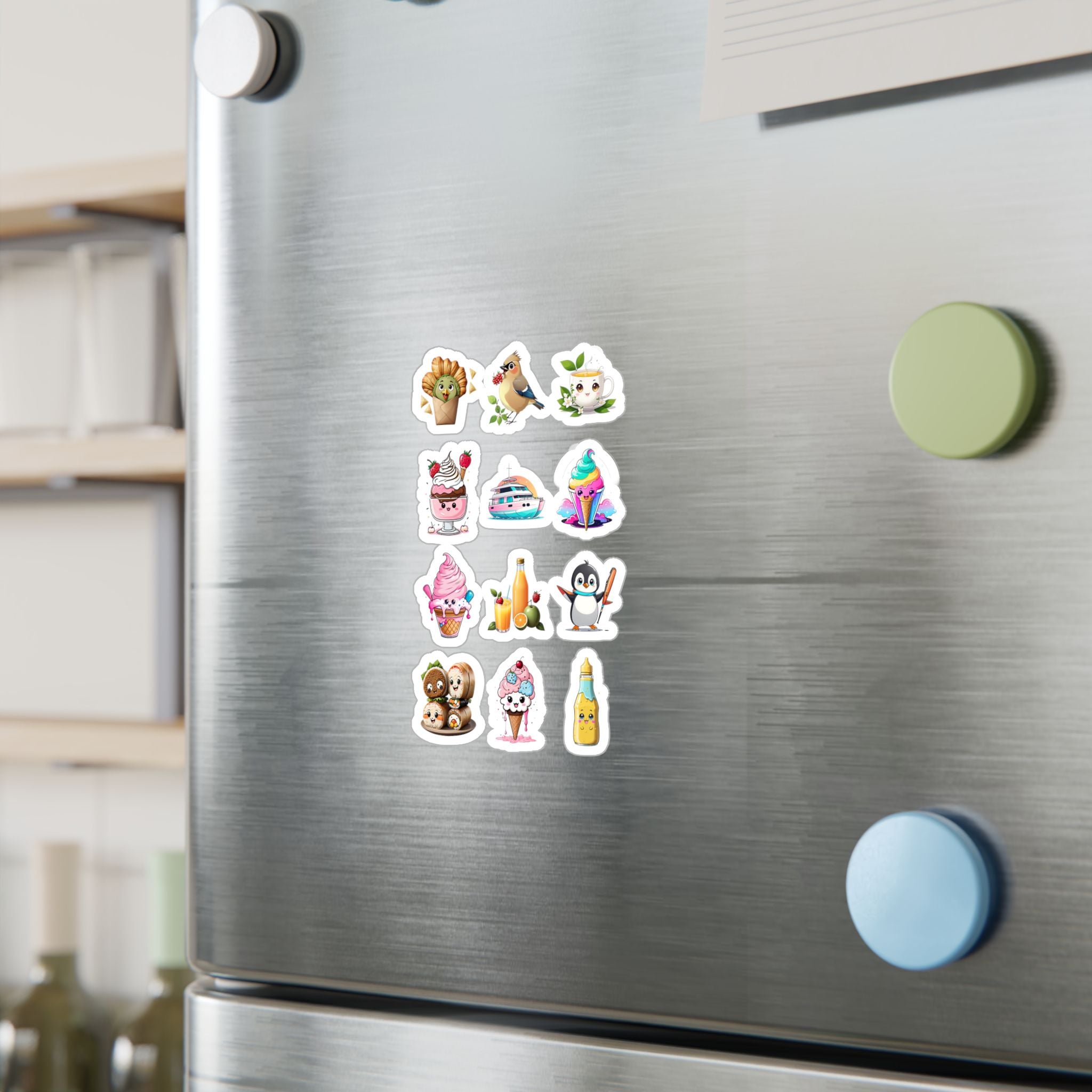 Kawaii Stickers Sheet 119 — 12 Kiss-Cut Vinyl Decals