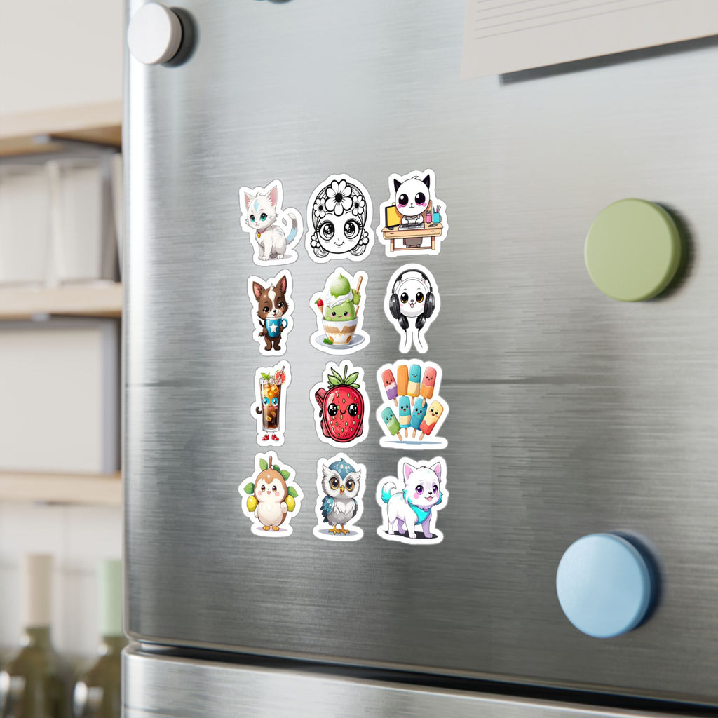 Kawaii Stickers Sheet 115 — 12 Kiss-Cut Vinyl Decals