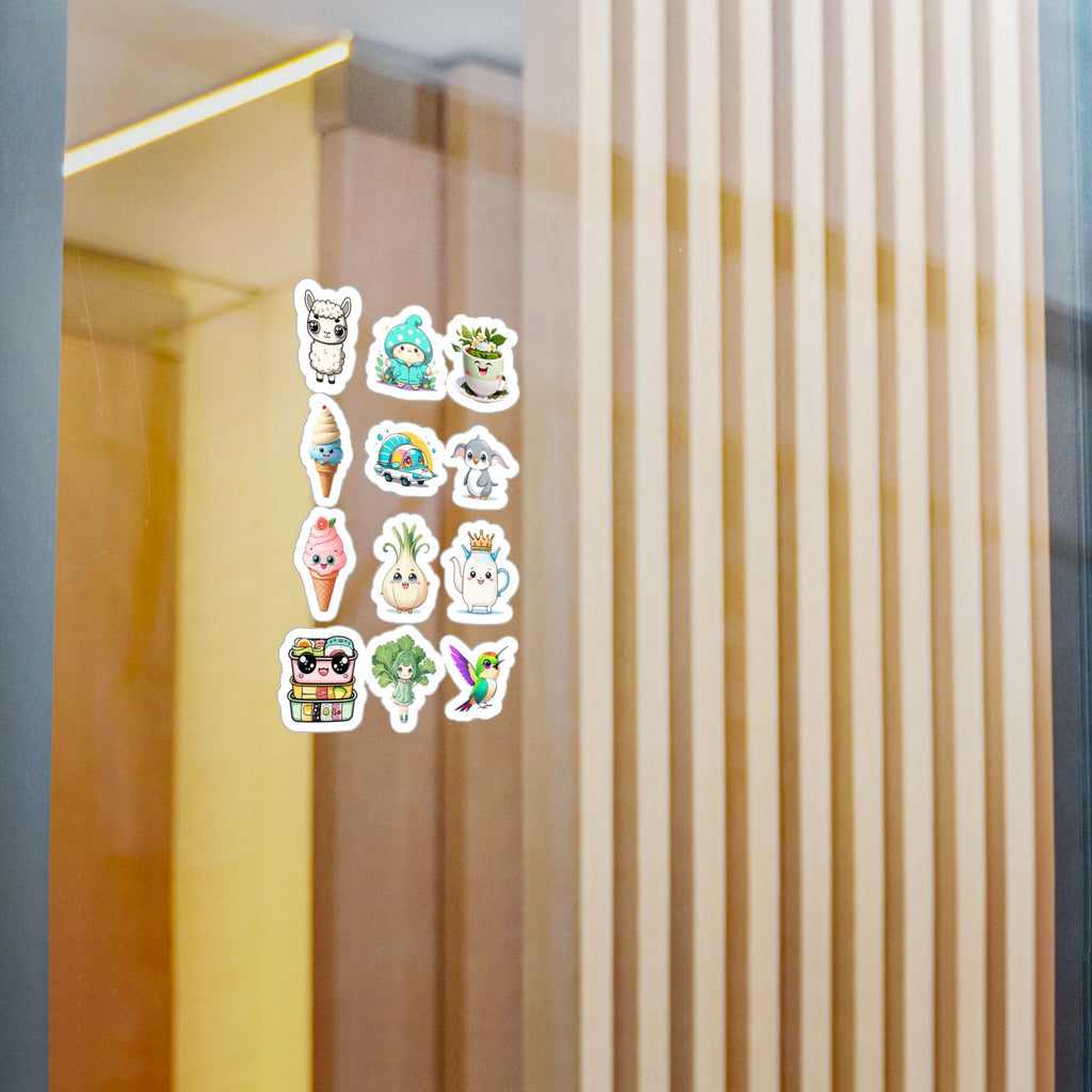 Kawaii Stickers Sheet 105 — 12 Kiss-Cut Vinyl Decals