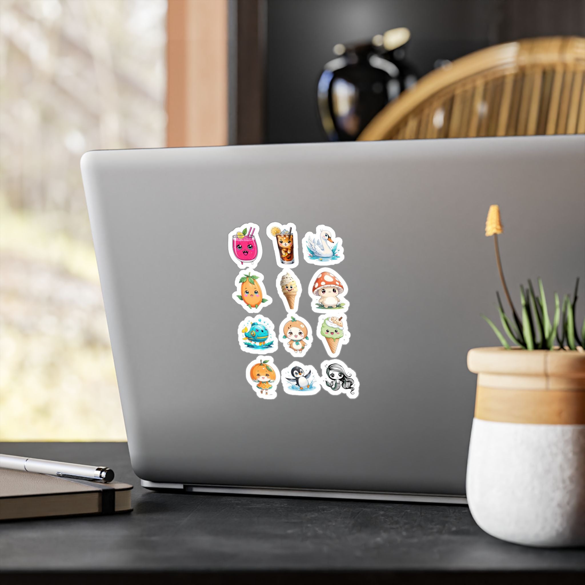 Kawaii Stickers Sheet 12 — 12 Kiss-Cut Vinyl Decals