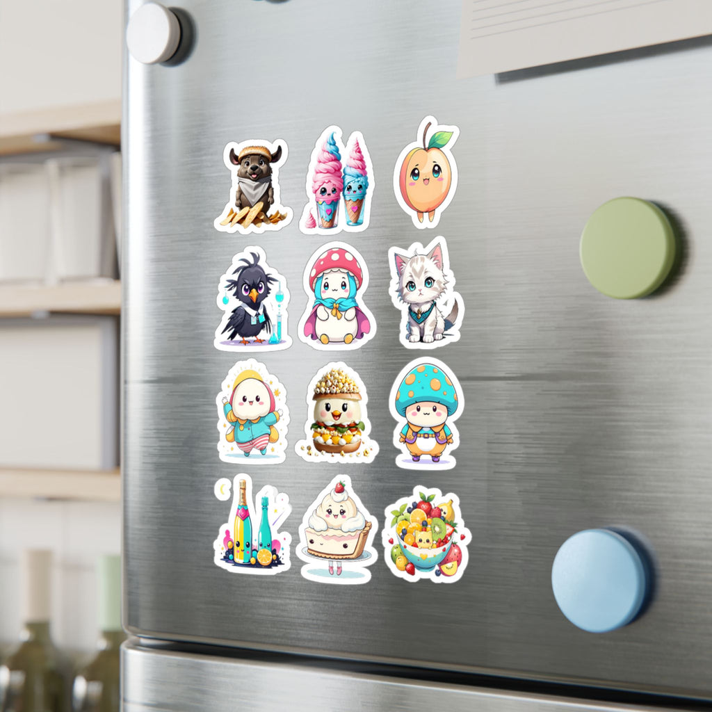 Kawaii Stickers Sheet 65 — 12 Kiss-Cut Vinyl Decals