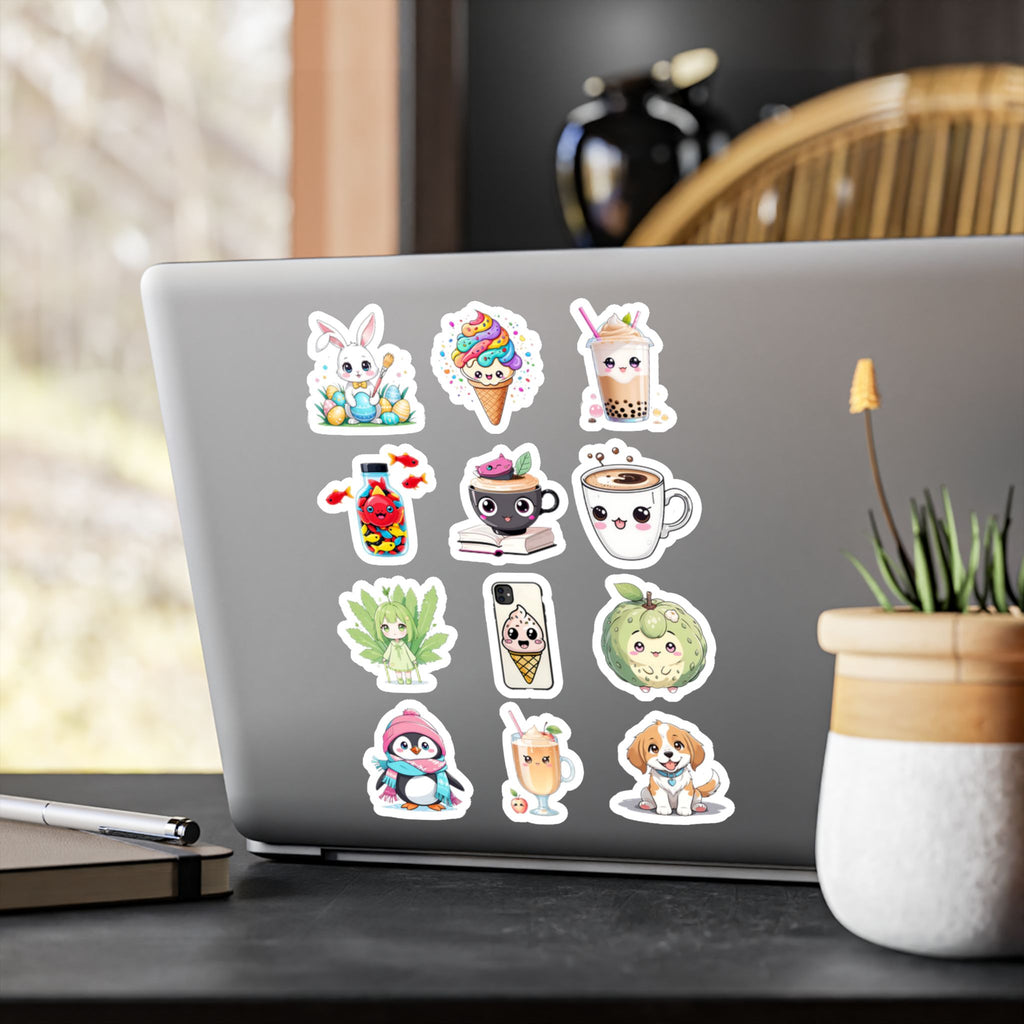 Kawaii Stickers Sheet 02 — 12 Kiss-Cut Vinyl Decals