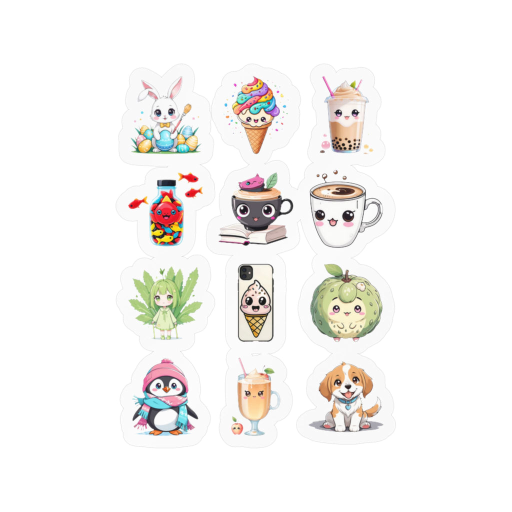 Kawaii Stickers Sheet 02 — 12 Kiss-Cut Vinyl Decals