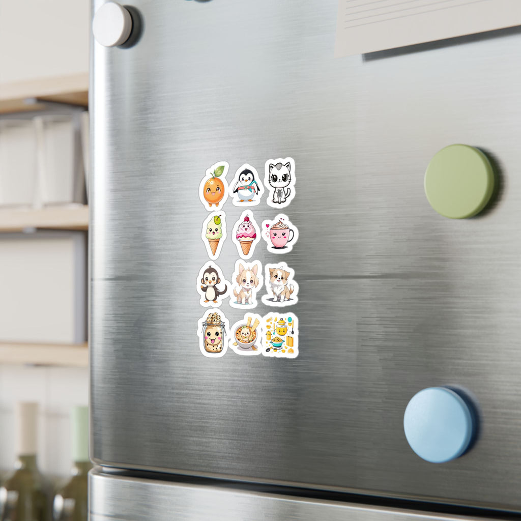 Kawaii Stickers Sheet 32 — 12 Kiss-Cut Vinyl Decals