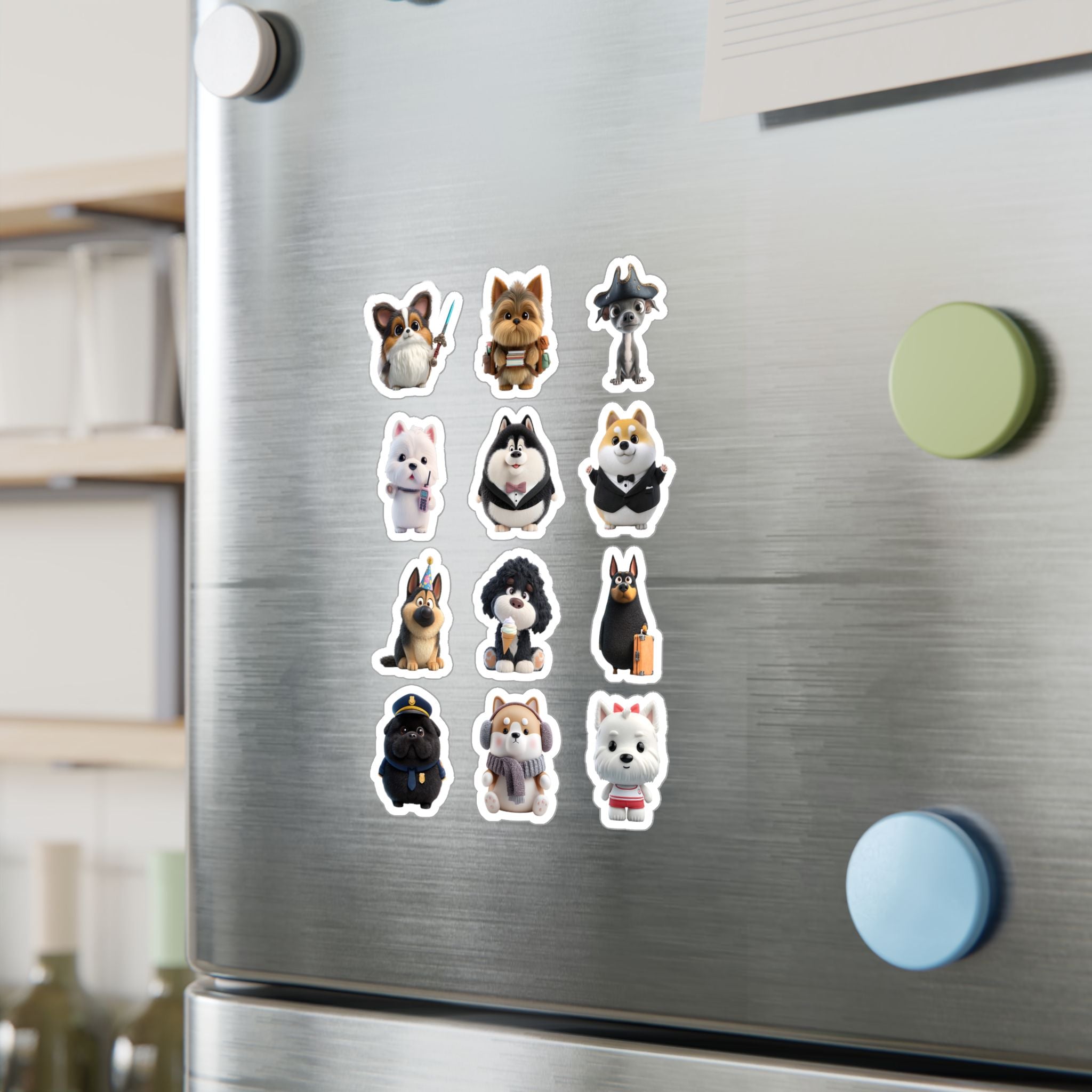 Kawaii Dogs Sheet 07 — 12 Kiss-Cut Vinyl Decals