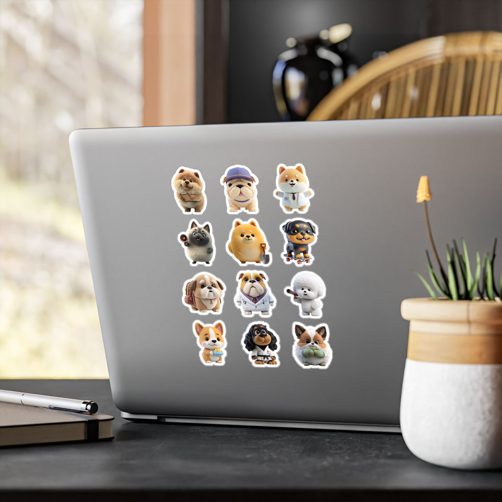 Kawaii Dogs Sheet 04 — 12 Kiss-Cut Vinyl Decals