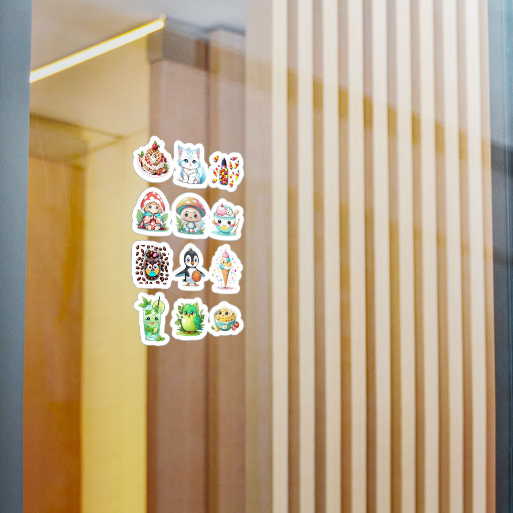 Kawaii Stickers Sheet 133 — 12 Kiss-Cut Vinyl Decals