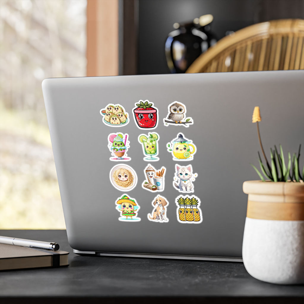 Kawaii Stickers Sheet 264 — 12 Kiss-Cut Vinyl Decals