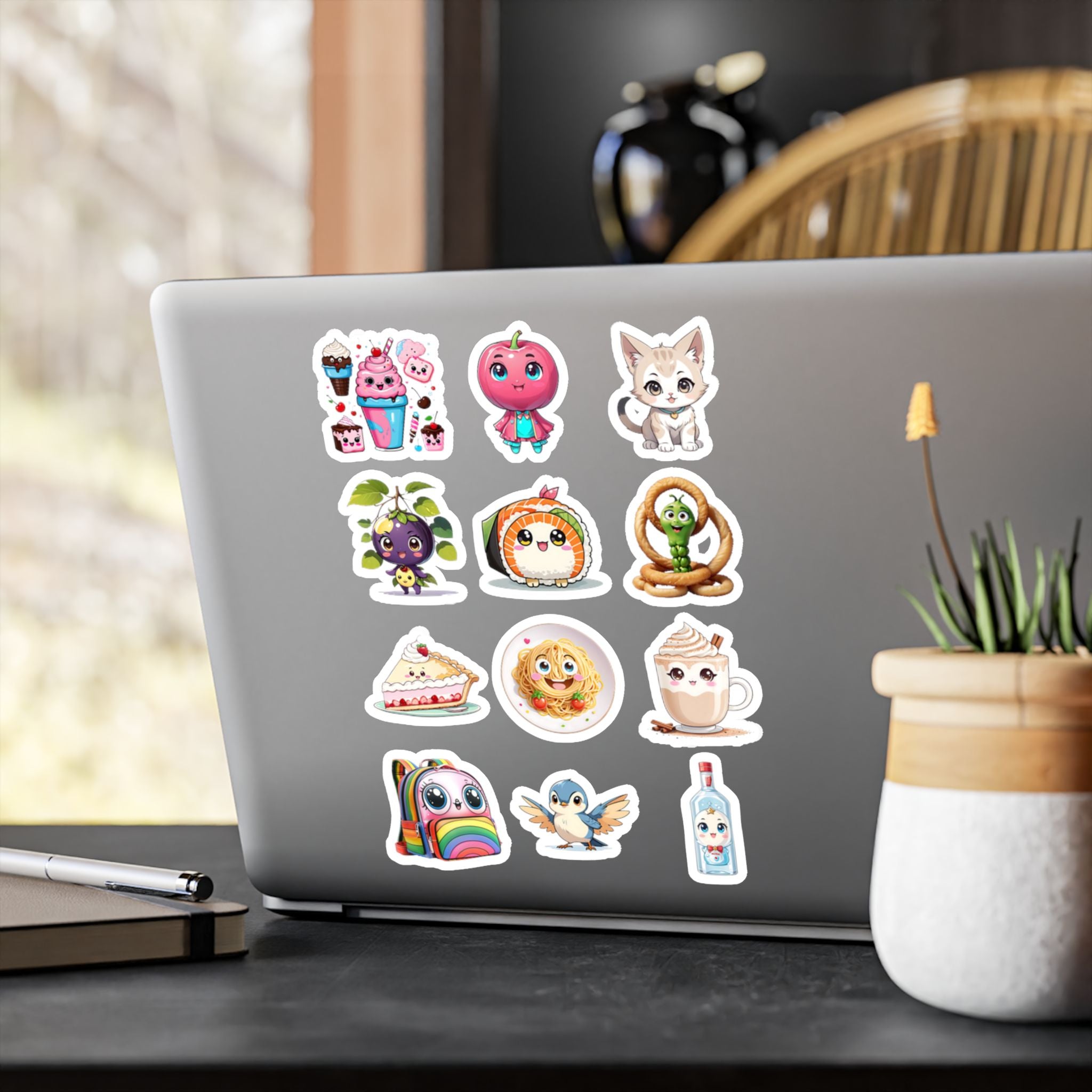 Kawaii Stickers Sheet 75 — 12 Kiss-Cut Vinyl Decals