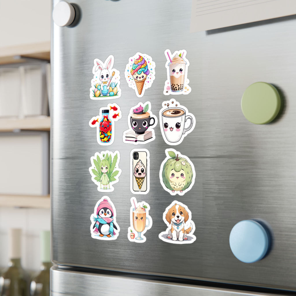 Kawaii Stickers Sheet 02 — 12 Kiss-Cut Vinyl Decals