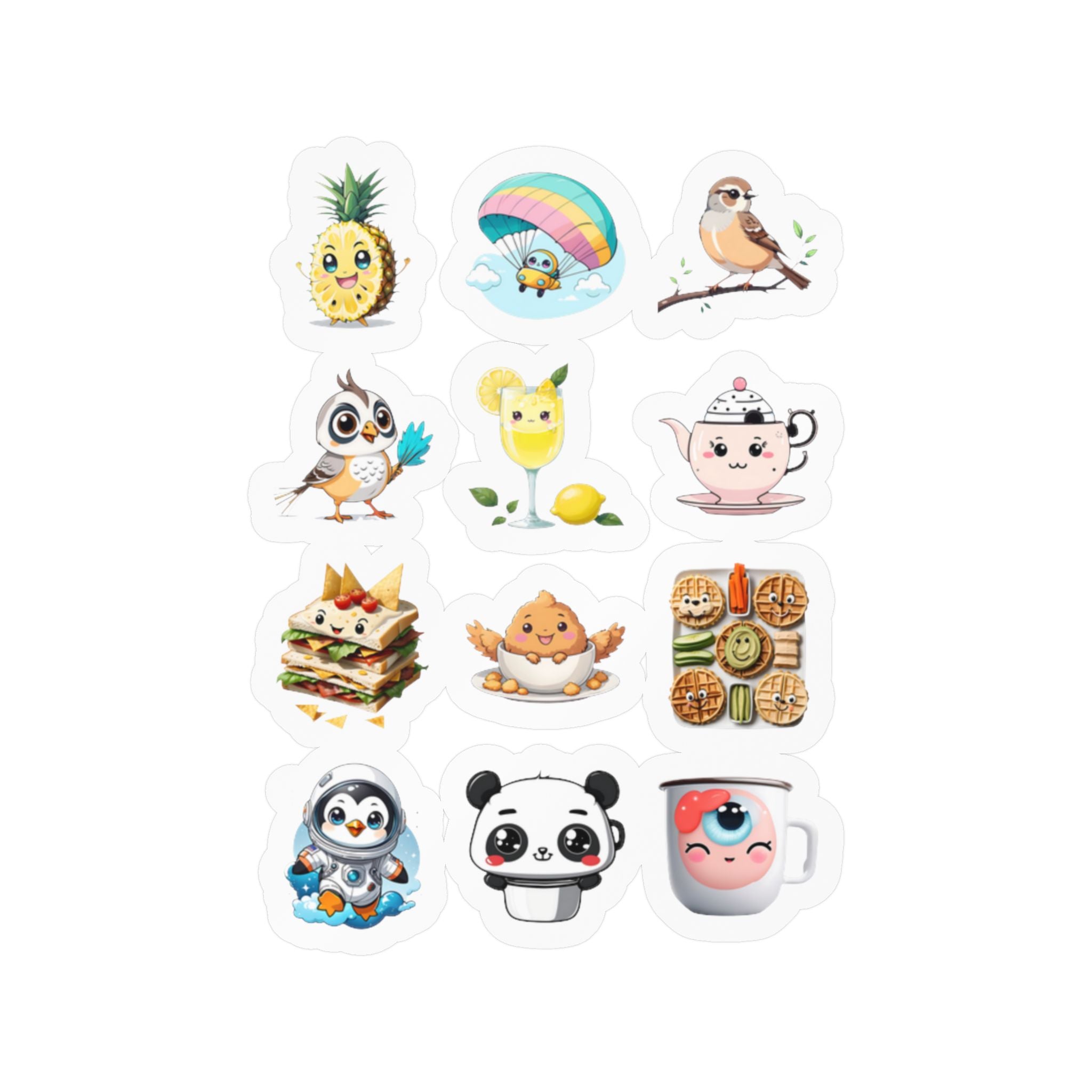 Kawaii Stickers Sheet 156 — 12 Kiss-Cut Vinyl Decals