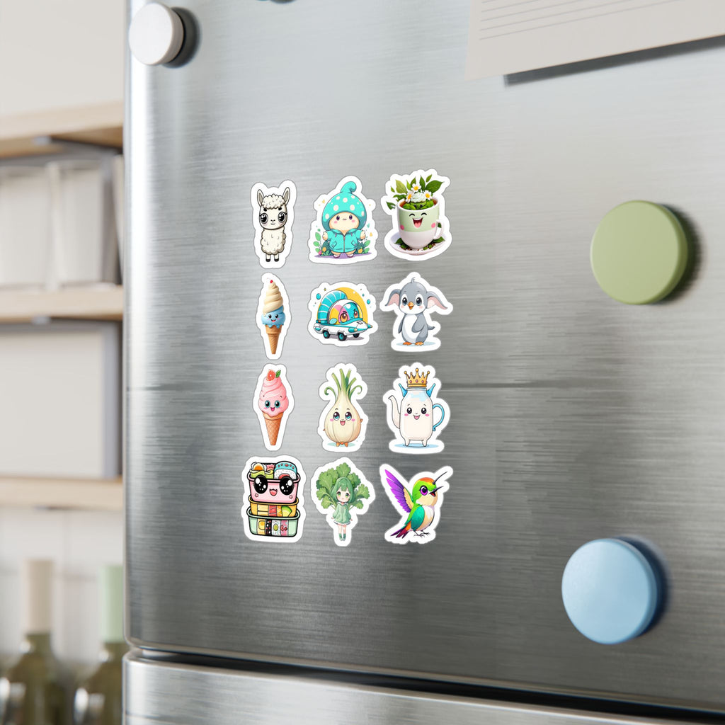 Kawaii Stickers Sheet 105 — 12 Kiss-Cut Vinyl Decals