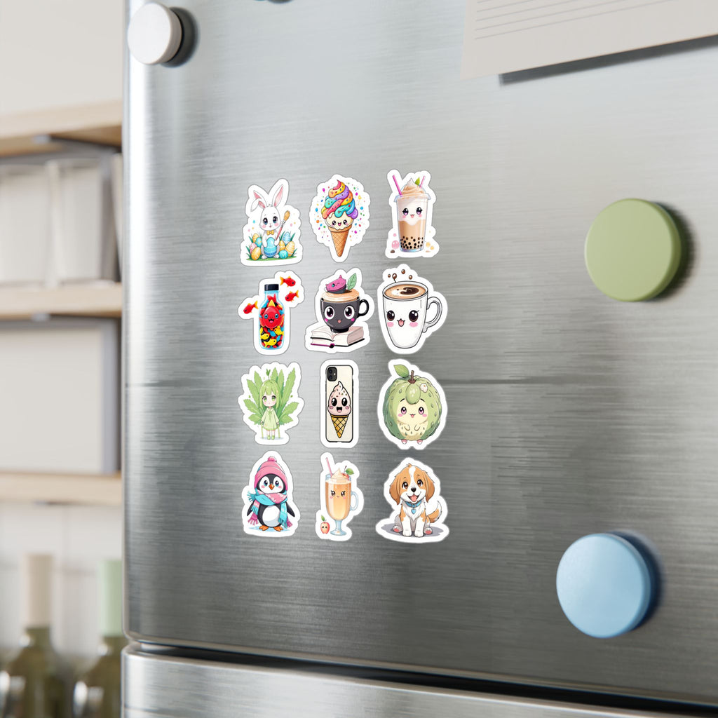 Kawaii Stickers Sheet 02 — 12 Kiss-Cut Vinyl Decals