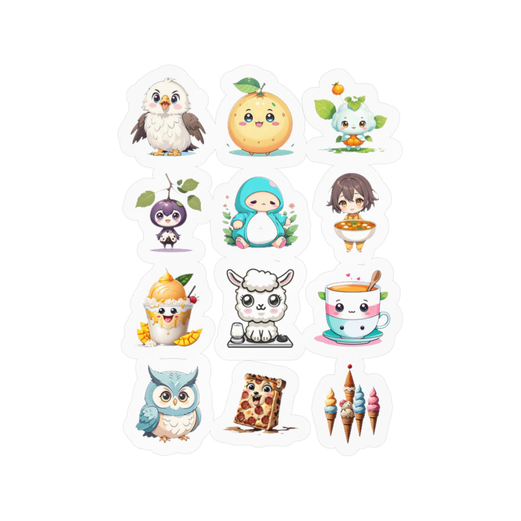 Kawaii Stickers Sheet 142 — 12 Kiss-Cut Vinyl Decals