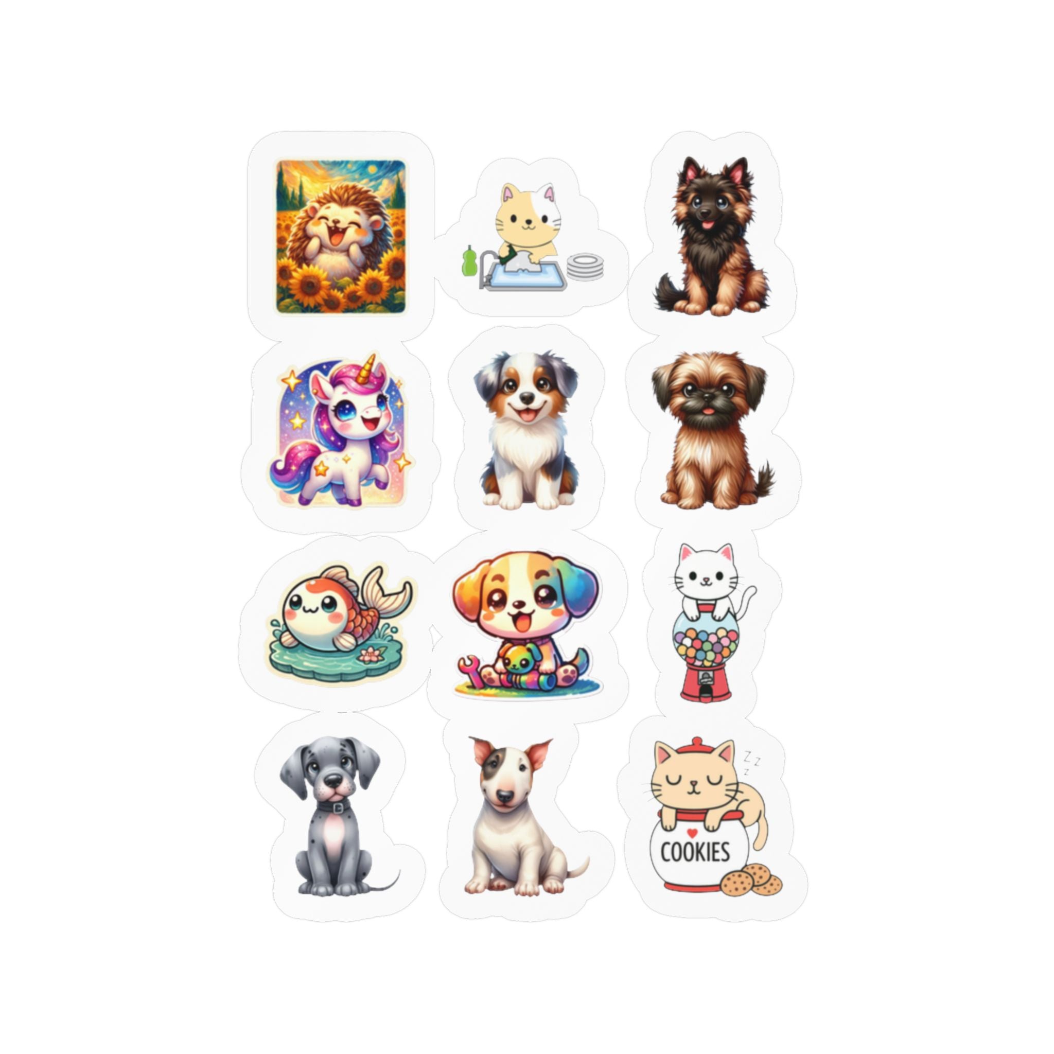 Cute Kawaii Sheet 23 — 12 Kiss-Cut Vinyl Decals