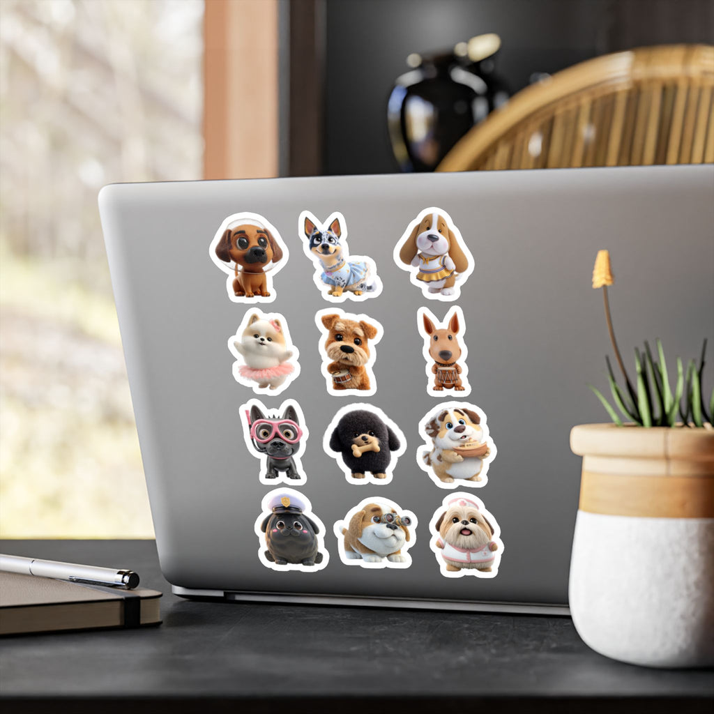 Kawaii Dogs Sheet 02 — 12 Kiss-Cut Vinyl Decals