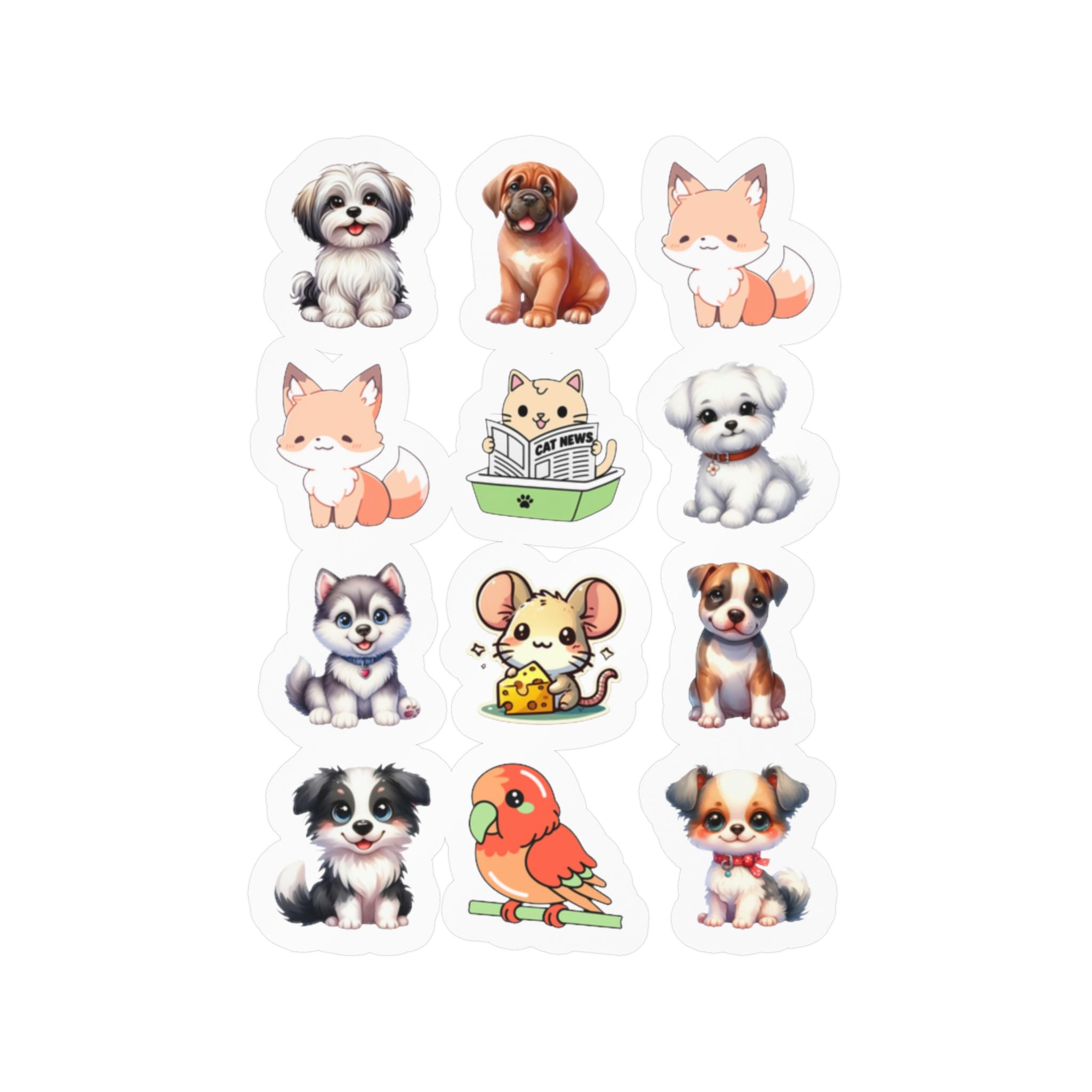 Cute Kawaii Sheet 14 — 12 Kiss-Cut Vinyl Decals