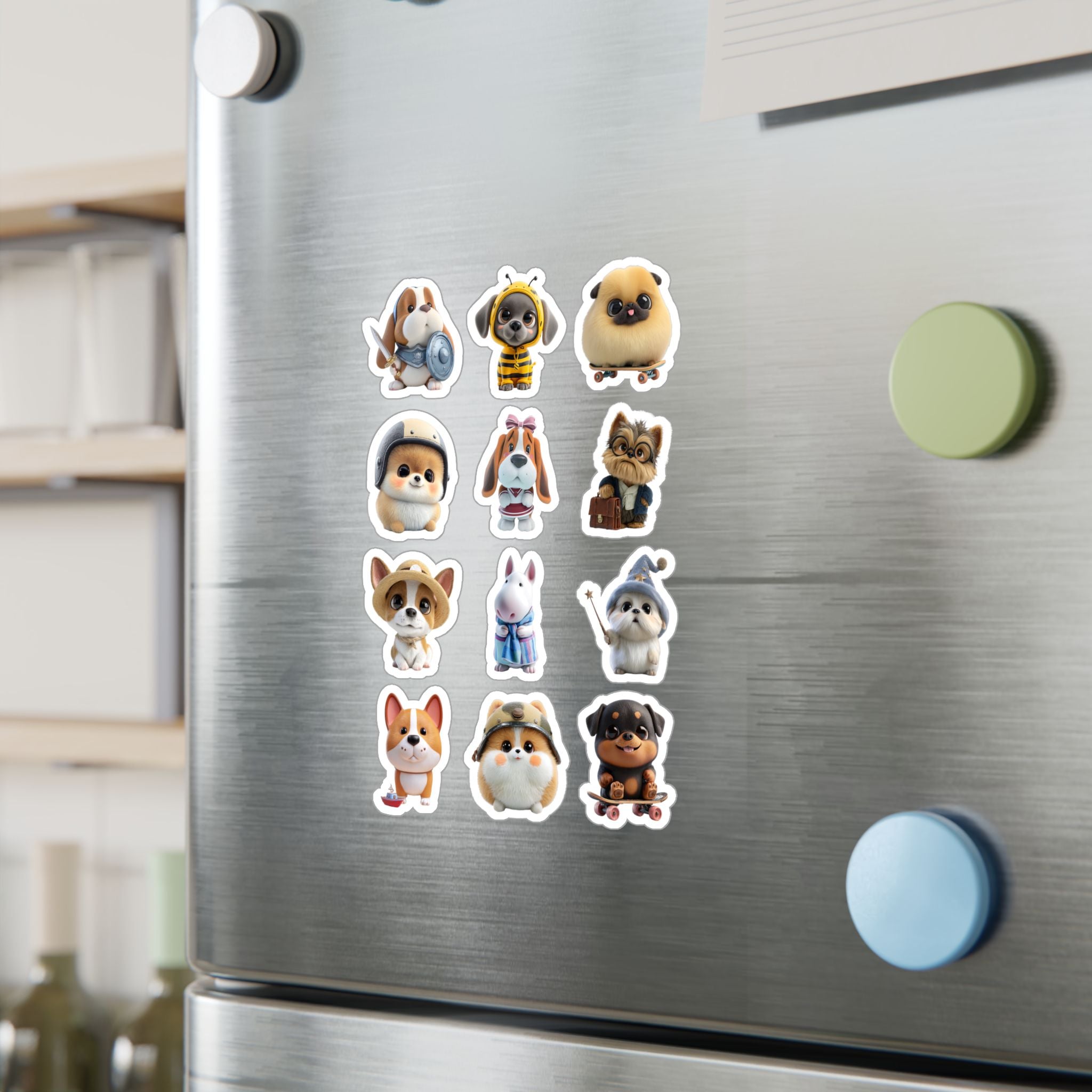 Kawaii Dogs Sheet 03 — 12 Kiss-Cut Vinyl Decals