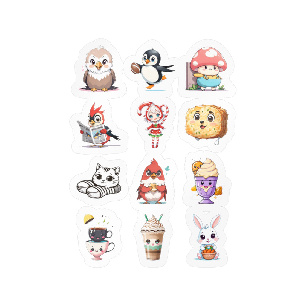 Kawaii Stickers Sheet 106 — 12 Kiss-Cut Vinyl Decals