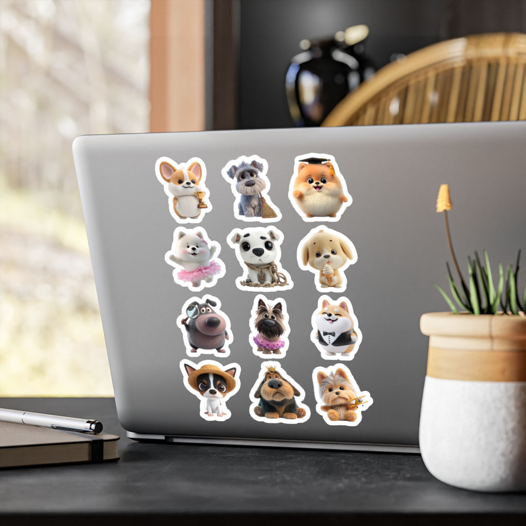 Kawaii Dogs Sheet 06 — 12 Kiss-Cut Vinyl Decals