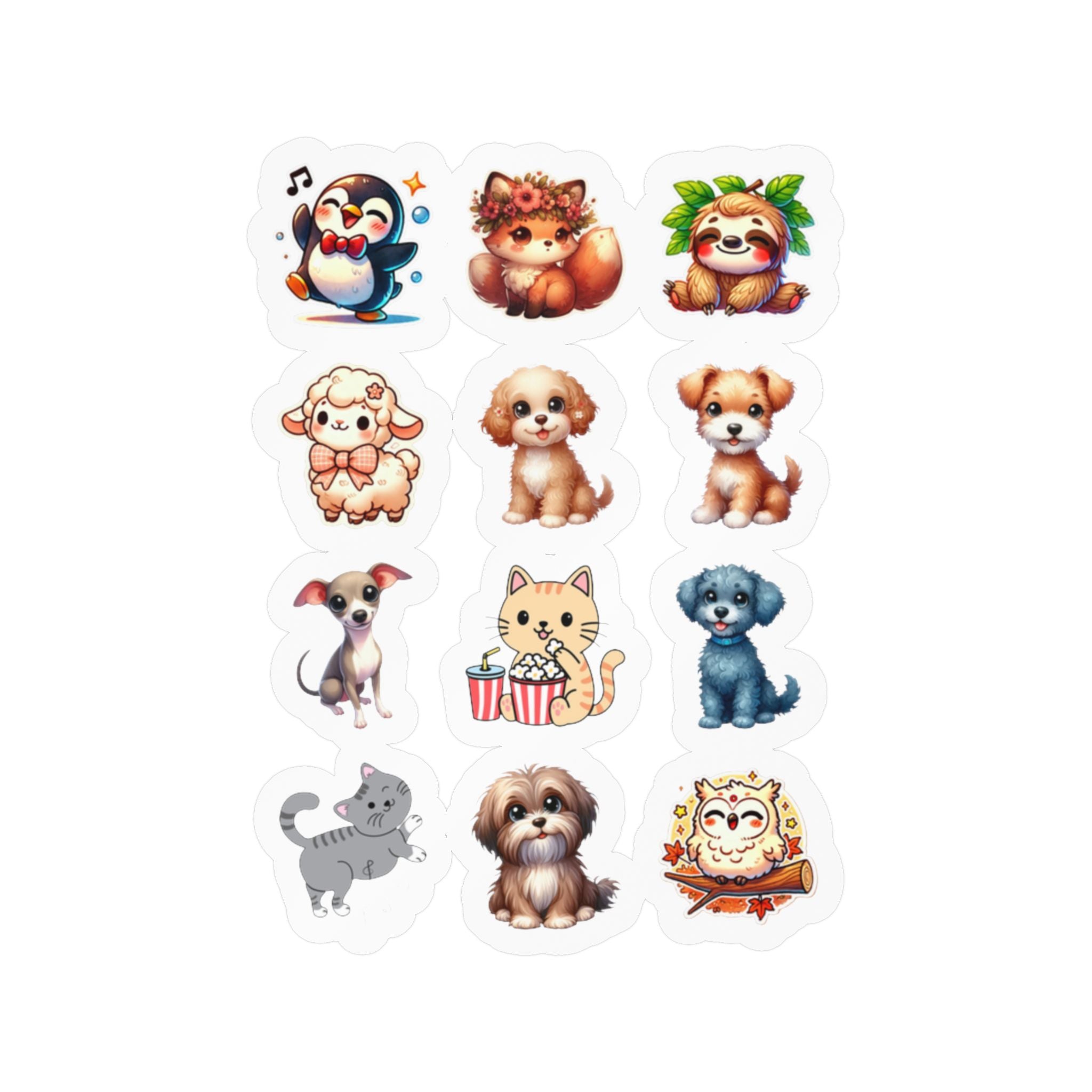 Cute Kawaii Sheet 18 — 12 Kiss-Cut Vinyl Decals