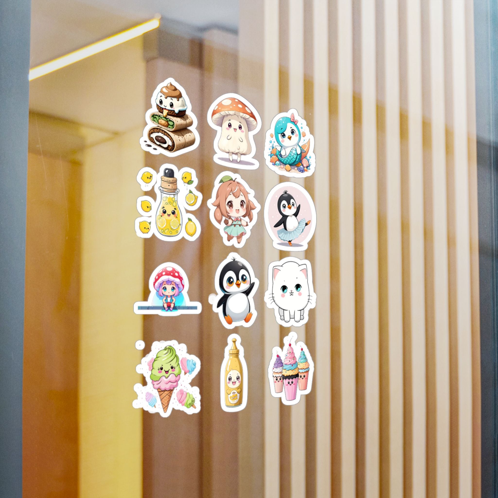 Kawaii Stickers Sheet 109 — 12 Kiss-Cut Vinyl Decals