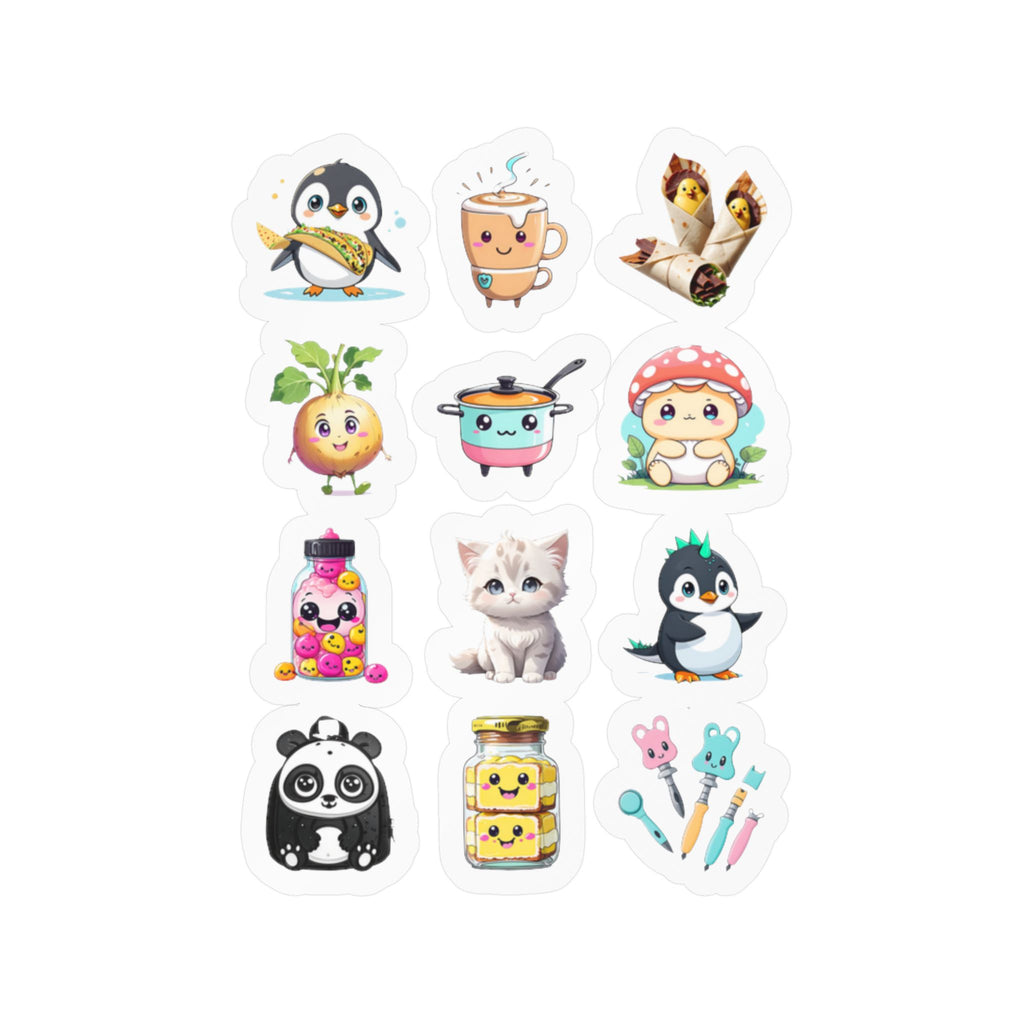 Kawaii Stickers Sheet 262 — 12 Kiss-Cut Vinyl Decals