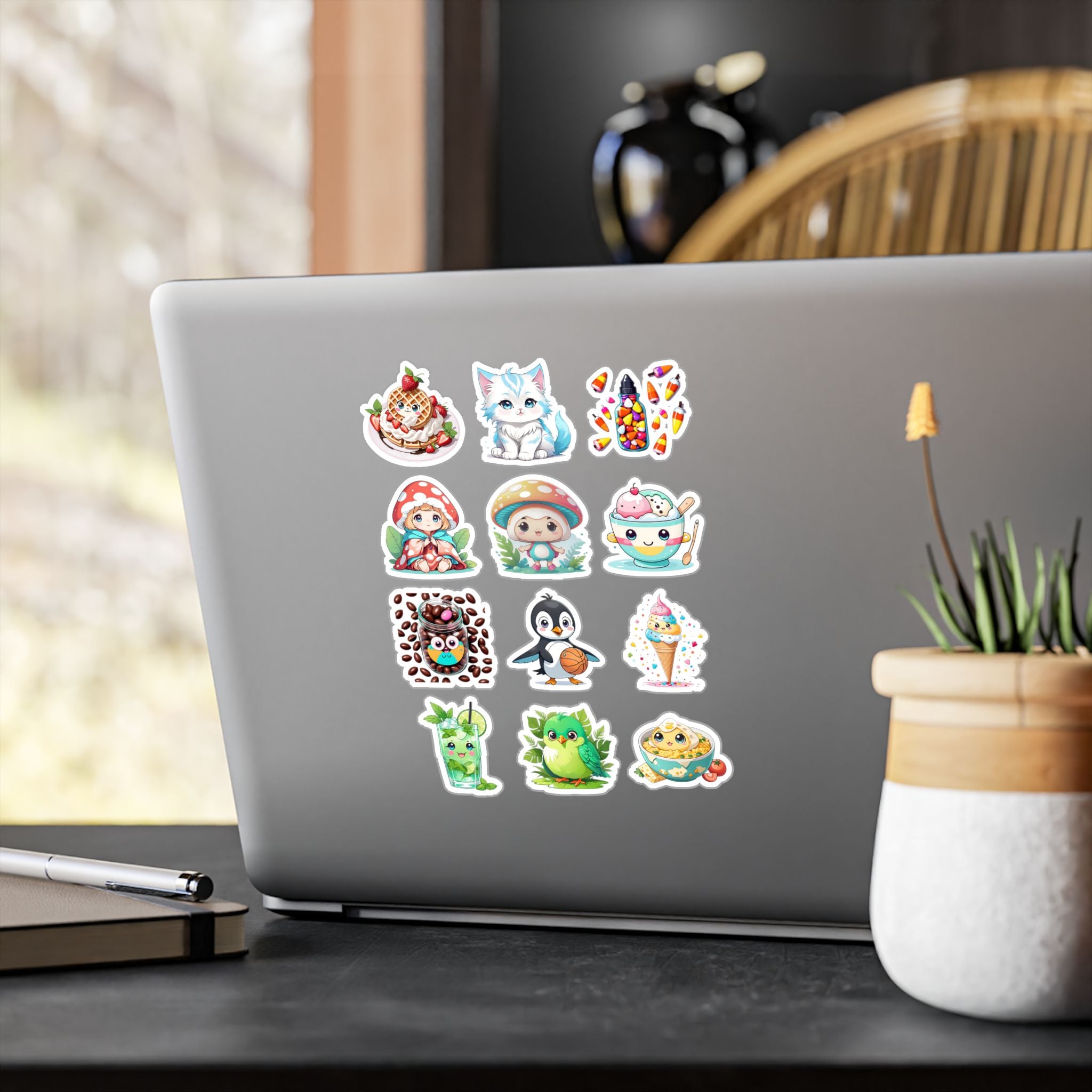Kawaii Stickers Sheet 133 — 12 Kiss-Cut Vinyl Decals