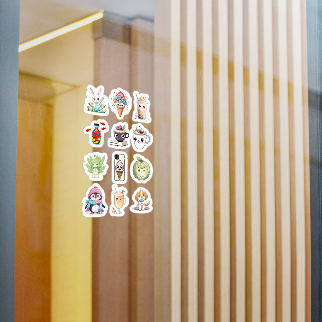 Kawaii Stickers Sheet 02 — 12 Kiss-Cut Vinyl Decals