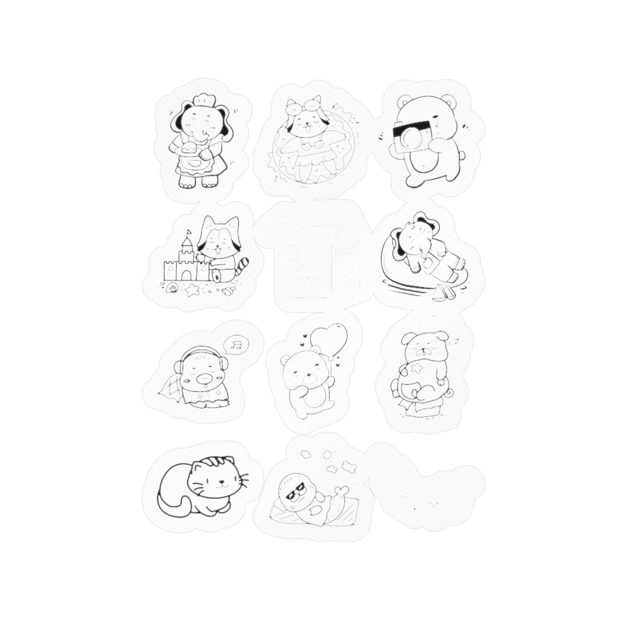 Kawaii Classics Sheet 12 — 12 Kiss-Cut Vinyl Decals