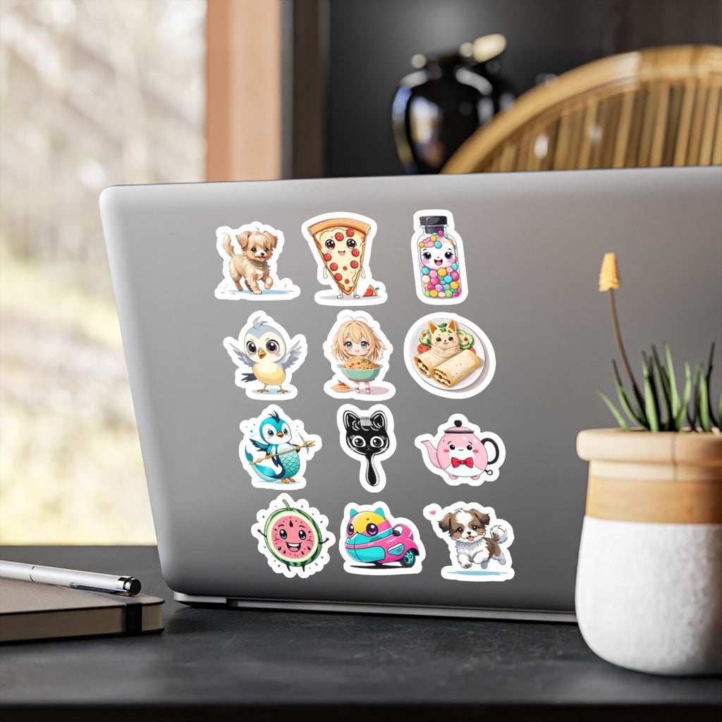 Kawaii Stickers Sheet 256 — 12 Kiss-Cut Vinyl Decals