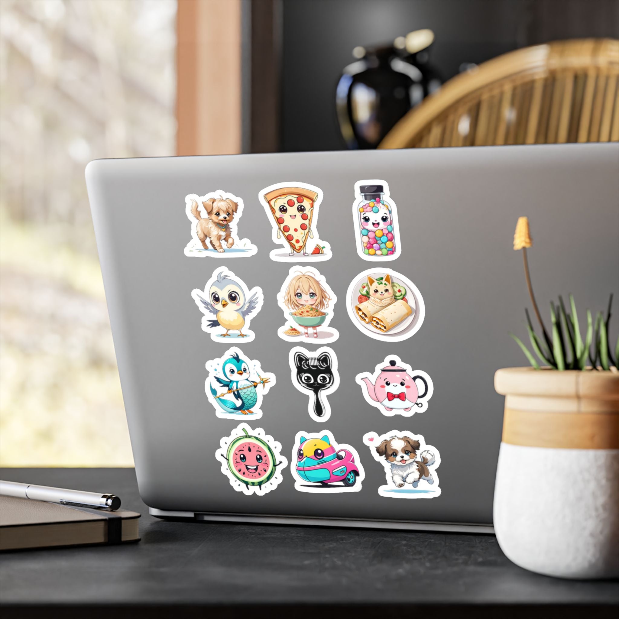 Kawaii Stickers Sheet 256 — 12 Kiss-Cut Vinyl Decals