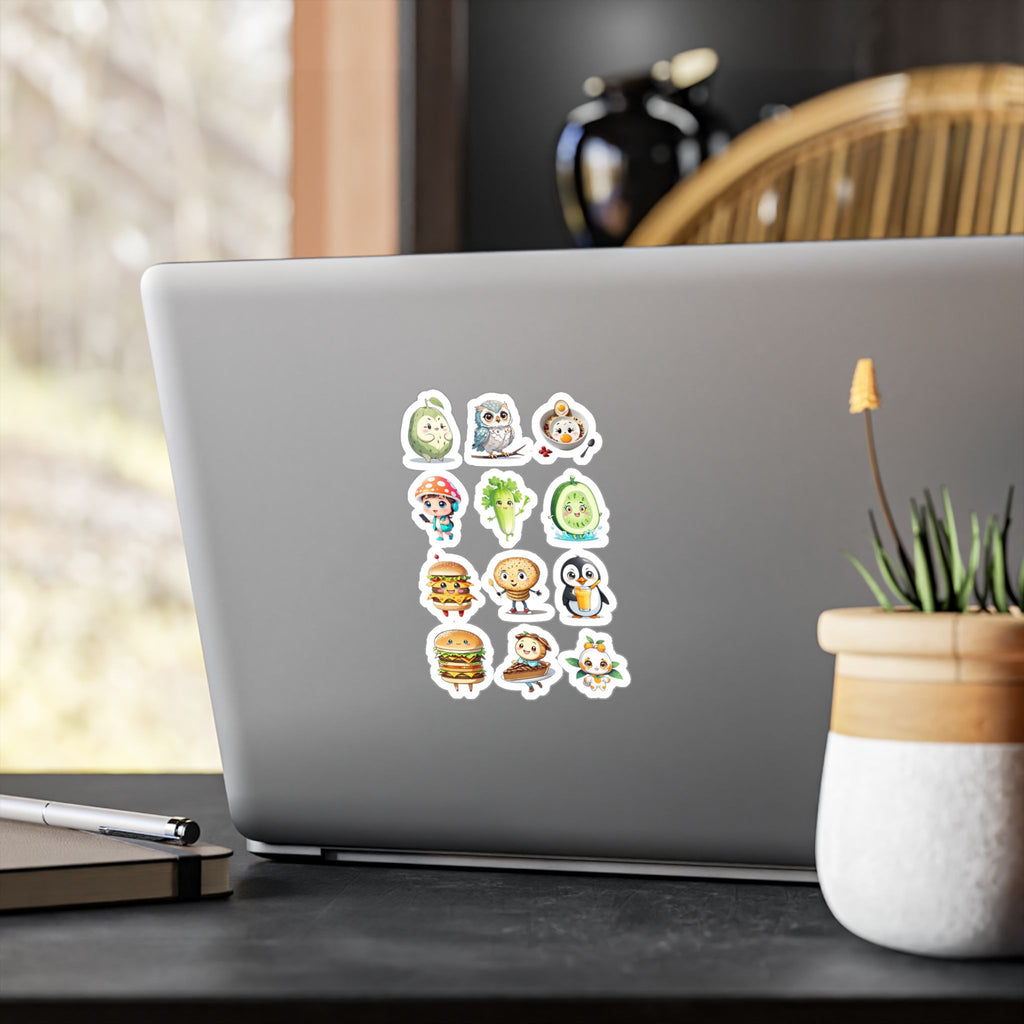 Kawaii Stickers Sheet 04 — 12 Kiss-Cut Vinyl Decals