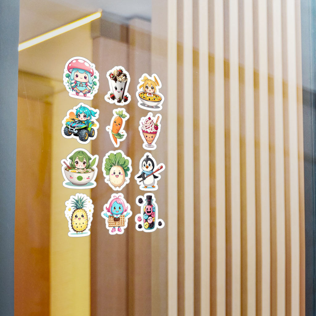 Kawaii Stickers Sheet 38 — 12 Kiss-Cut Vinyl Decals
