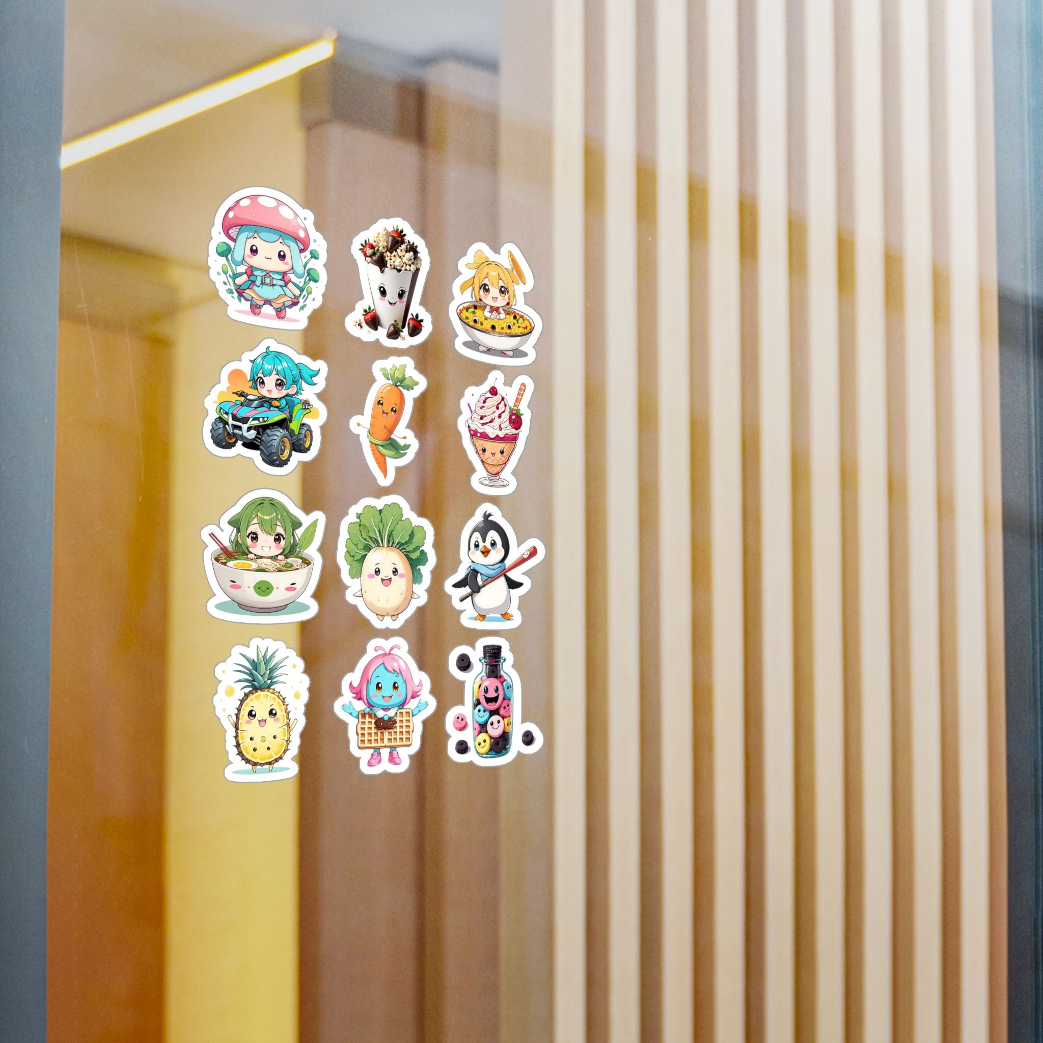 Kawaii Stickers Sheet 38 — 12 Kiss-Cut Vinyl Decals