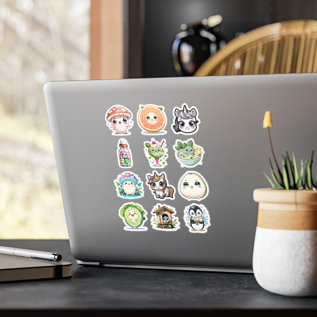 Kawaii Stickers Sheet 229 — 12 Kiss-Cut Vinyl Decals