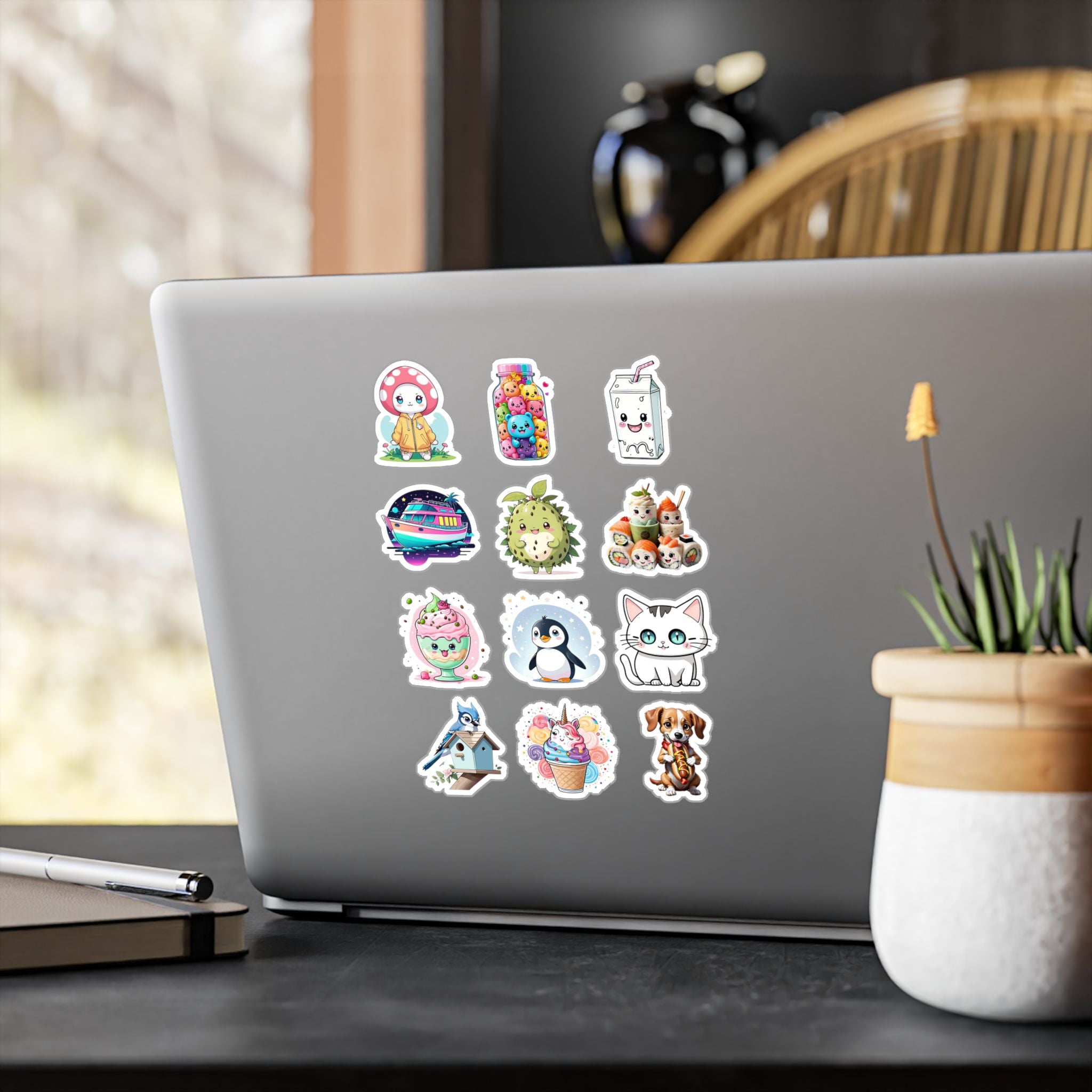 Kawaii Stickers Sheet 126 — 12 Kiss-Cut Vinyl Decals